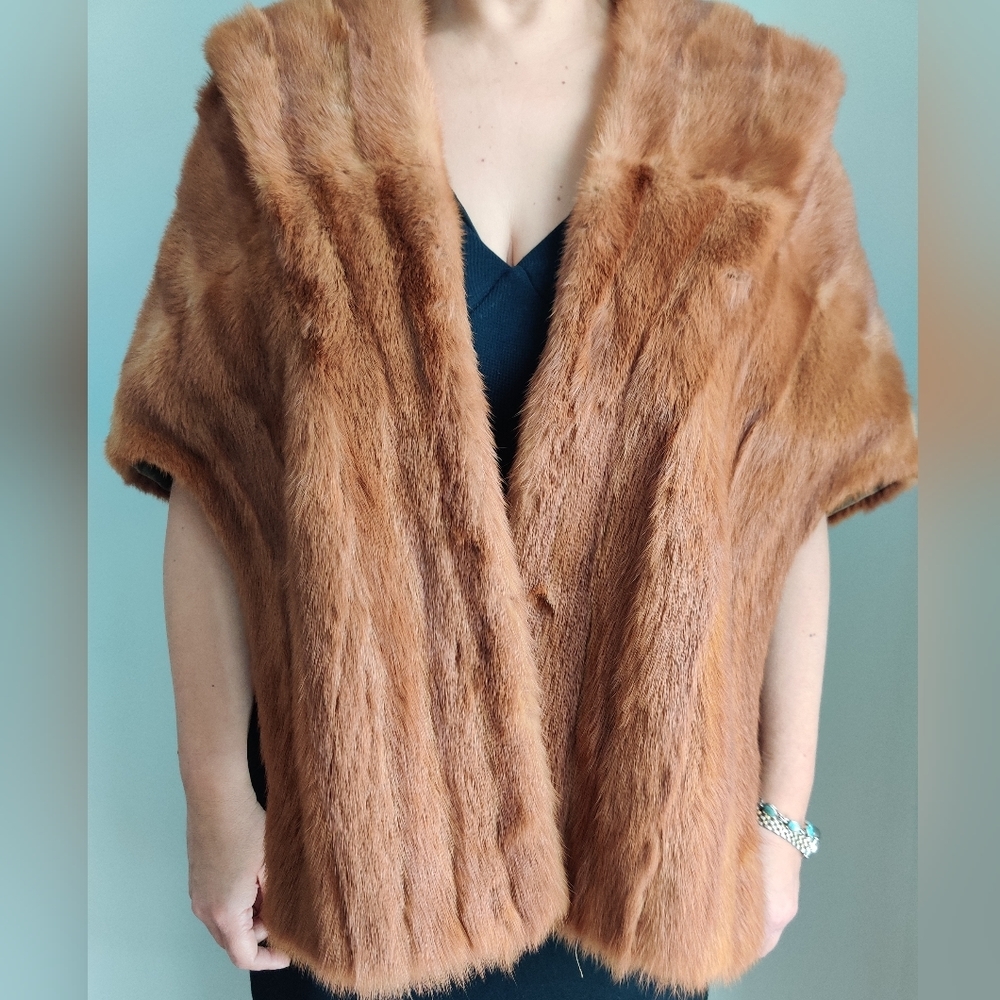 Vintage Ash Brown Red Mink Fur Stole Cape Stunning Dawes Furs Toronto